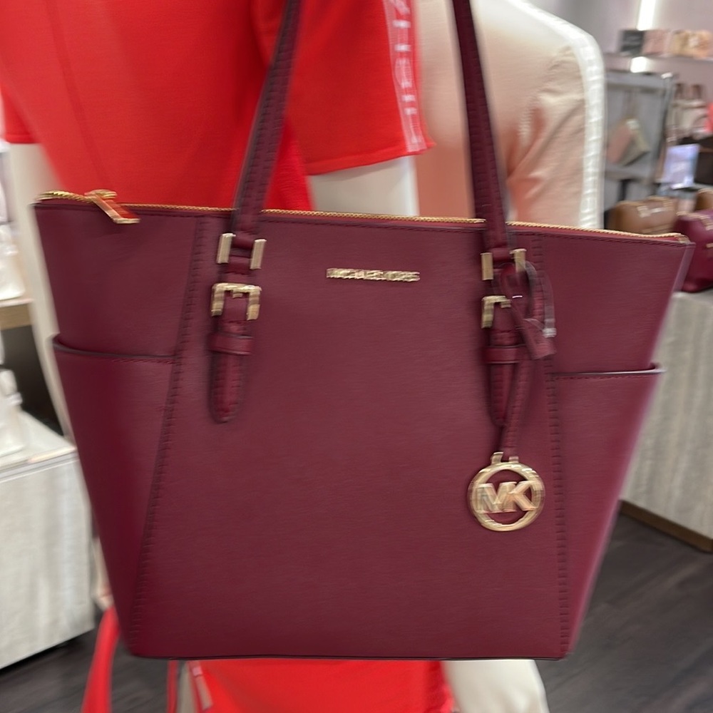 MICHAEL KORS Charlotte Large Leather Top-Zip Tote
Dark Cherry NWT - Picture 3 of 16